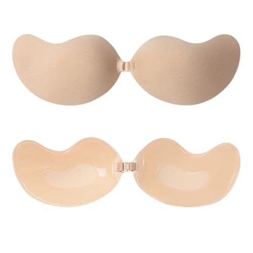 FUIPVGI 2 Pièces Soutien Gorge Adhesif,Soutien Gorge Invisible,Coque Soutien Gorge,Soutien Gorge Adhesif Push Up Réutilisable Respirant pour Tenue de...