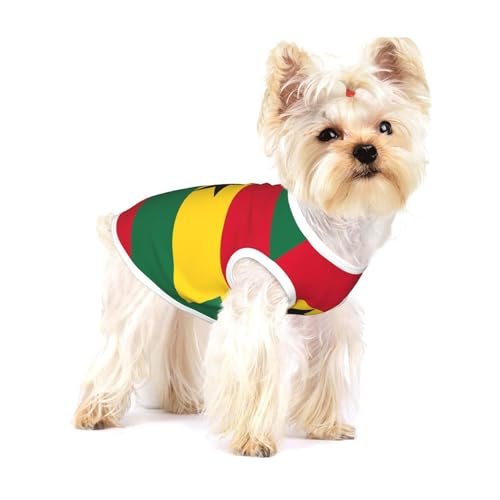 Camiseta de algodón estampada con la bandera de Ghana para perros pequeños, cachorros y gatos