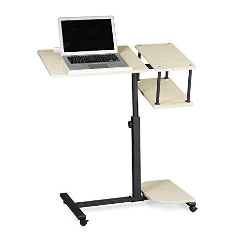 Relaxdays Table ordinateur portable hauteur réglable XL HxlxP: 100 x 77 x 40 cm bois support laptop netbook avec 4 roulettes blocables tablette surface pour...