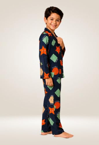Image of 3BROS Kid's Pure Cotton Full Sleeves Night Suit /Dress for Boys /Girls Full Pajama & Top Sleep Suit Combo Set
