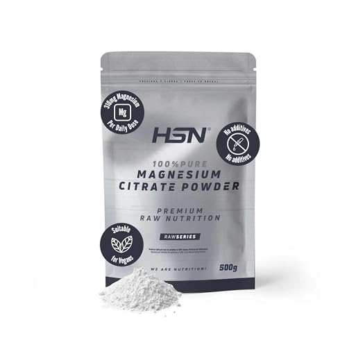HSN Citrato de Magnesio en Polvo (310mg Mineral Elemental) | Sabor Neutro 500g | 100% Puro Magnesio Sin Añadidos ni Excipientes | No Incluye Dosificador | No-GMO, Vegano, Sin Gluten