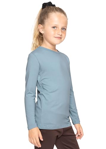 Image of Shirts for Girls Long Sleeve Crew Neck Top, Hoodie or 3 /4 Sleeve Soft Stretch Kids Lightweight Size 2-16