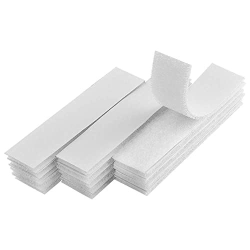 Sileni Velcro Strips with Adhesive, Heavy Duty Hook & Loop Tape with Strong Sticky Back, Industrial Fastener for Cloth, Office, Home, Classroom White Color Pack Of (10)