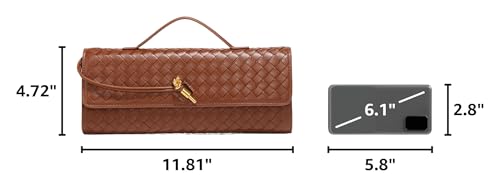 Image of Upbull Trendy Woven Evening Clutch Purses Women Underarm Shoulder Handbag Cute Satchels Crossbody Purse PU Leather Wallet