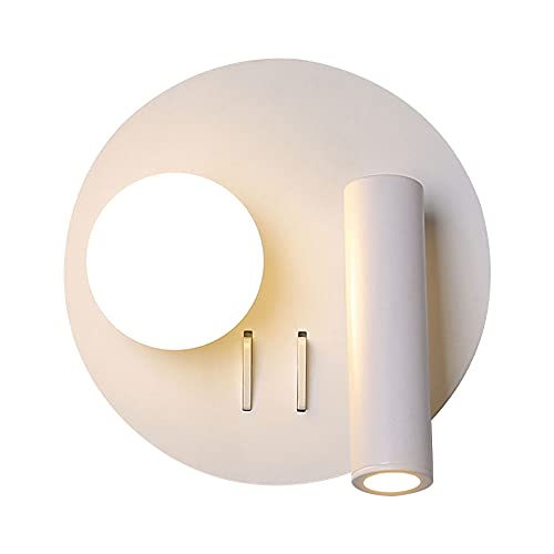 Foco de pared de metal blanco de 6 W con interruptor y sistema giratorio 2