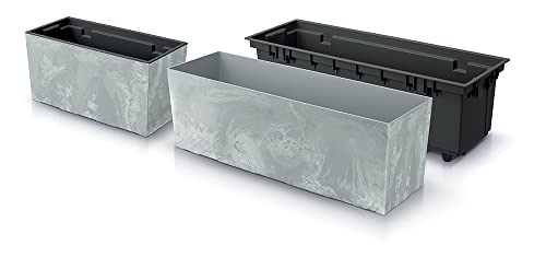 R.G. Blumenkasten Blumentopf Balkonkasten Pflanzkasten Beton Optik Blumenkübel Urbi Effect mit Pflanzeinsatz (400 Beton)
