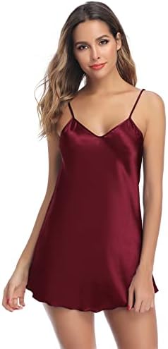 Litherday Women's Satin Nightgown Silk Slip Sleepwear Sexy V Neck...