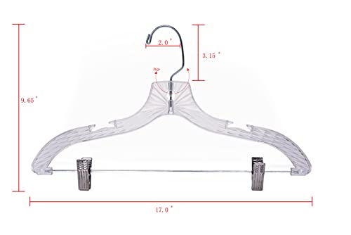 12 Quality Hangers Clear Skirt/Pant Hangers 12 Pack - Crystal Cut Hangers For Clothes - Durable Plastic Hanger Set - Dress Hangers With Clips - Heavy Duty Hangers - Nonslip Coat Suit And Shirt Hangers #TOP2