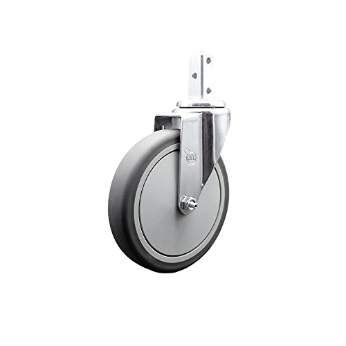 Swivel Square Stem Caster w/6” x 1.25” Gray Thermoplastic Rubber Wheel – 3/4” x 2” Square Stem with (3) 17/64” Diameter Mounting Holes – 300 lbs. Capacity/Caster – Service Caster Brand