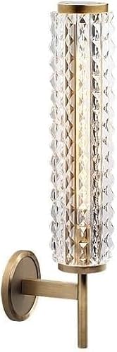 CWCQGH Gold Glass All Copper Wall Lamps French Cylindrical Shape Sconce Light with E14 12 Base for Bedroom Bedside Decoration
