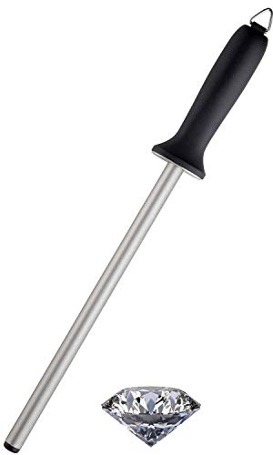 Sabatier Professional Round Diamond Coated Sharpening Honing Steel - Easy Grip Handle, Lightweight. Keeping Kitchen & Commercial Knives Conditioned. Sharper, Longer. by Taylors Eye Witness