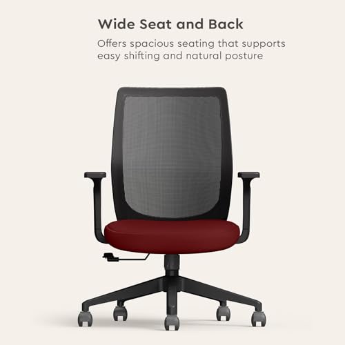 Image of Interio by Godrej Curv Premium Mesh Wide Back Ergonomic Chair for Work from Home /Study | 1 Year Warranty | Height Adjustable Chair | Heavy Duty PP Base | DIY Installation (Set of 10, Milan Red)