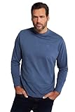 Ajuste cómodo de JP1880 JP 1880 Hasta la Talla 8XL, Camiseta de Manga Larga, Top Deportivo con Logotipo Bordado, básico, Cuello Redondo, Ajuste Regular, algodón Vaquero Azul 8XL 702559902-8XL