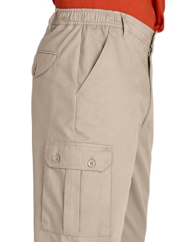 Chums Men's Stretch Waist Cargo Pant 5 Fully Functional Pockets Stylish & Comfortable Cotton Fabric Size 32-54 Stone4