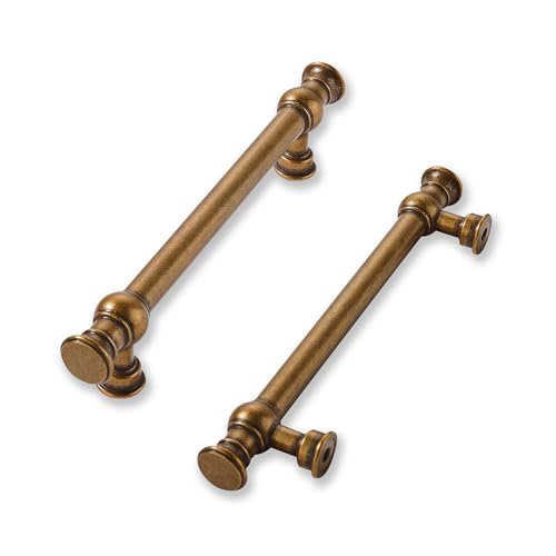 khtumeware 10 Pack 4inch(102mm) Hole Center Antique Brass Cabinet Pulls Solid Heavy Duty Pull Cabinet Hardware Handle for Kitchens cabinets Dressers Pull for Bathroom by khtumeware - Used condition - US$27.99