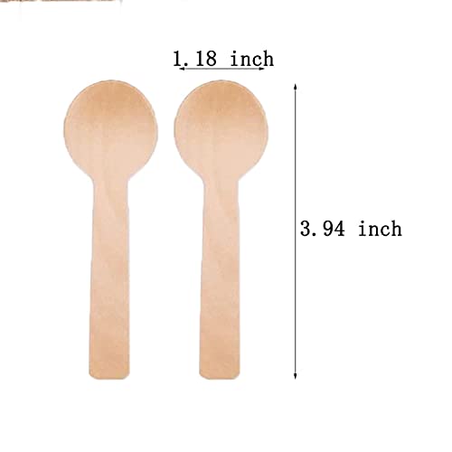 200Pcs Mini Wooden Spoons,4Inch Disposable Wooden Ice Cream Dessert Spoons,Biodegradable Compostable Birchwood #TOP1