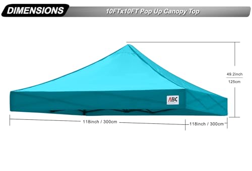 Image of ABCCANOPY Replacement Canopy Top for Pop Up Canopy Tent 10x10 Turquoise