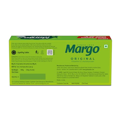 Image of Margo Original Neem Soap 125gm X 8 | Powered With Goodness of 1000 Natural Neem Leaves | Soap for Clear and Beautiful Skin | Infused with Vitamin E for Moisturising