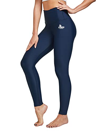Fitst4 Women's Swimming Leggings High Waisted Swim Pants Full Length Swimming Tights Sun Protective Navy 3Xl #TOP14
