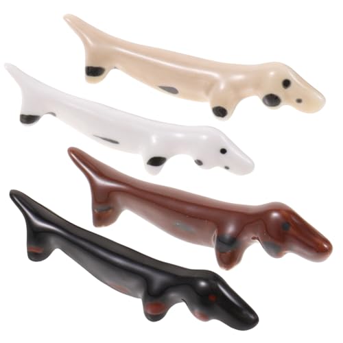 CONGARTENO 犬型陶器の箸置き 食卓装飾用セラミック箸レスト キッチンアクセサリー 家庭用食器収納 旅行や日常の食事シーン向け 4個セット