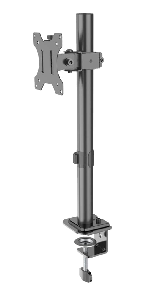 Rife Single Monitor Mount for 13-32 Inch Computer Screens, Improved LCD/LED Monitor Riser, Height/Angle Adjustable Single Desk Mount Stand, Holds up to 17.6lbs, Black