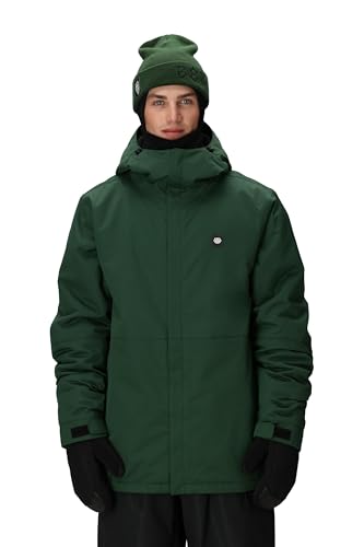 686 Men's Foundation Insulated Jacket - Breathable Thermal Clothing with Hood - Water & Weather Resistant - Moss Green, Large