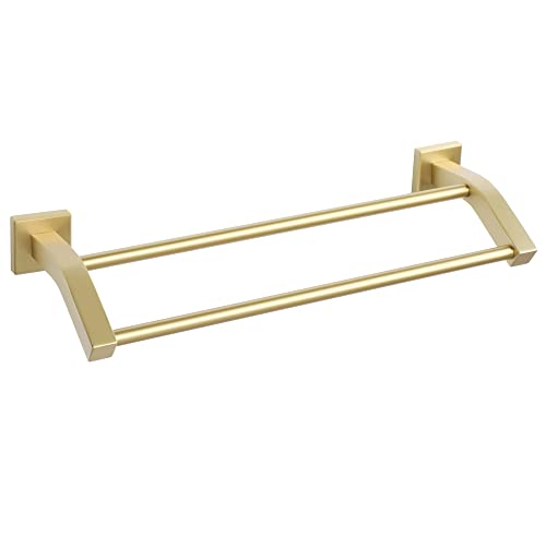 Alise Toallero doble de baño, toallero para baño, baño, soporte para toallas de montaje en pared, resistente acero inoxidable SUS304, toallero, acabado dorado, 16 pulgadas