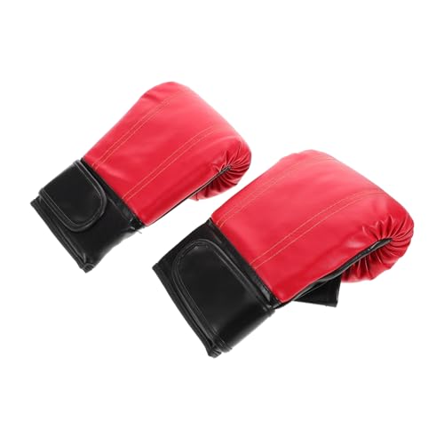 LOORGVEL 1 Par Guantes de Boxeo Almohadillas de Boxeo Guantes sin Dedos Las Manos espato Guantes para Guantes para Sparring Guantes de Kickboxing Guantes de Karate PU Rojo