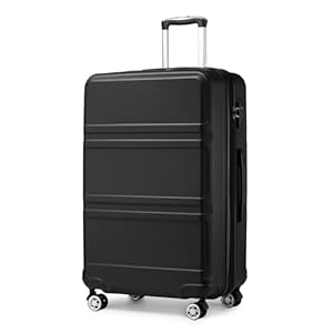 KONO Trolley Koffer Middelgroot 4 Rollen Licht Hardschaalkoffer Reisekoffer met TSA Slot, 65x44x25,5cm, 61Liter, Dubbele Rollen Rollkoffer, ABS+PC Hardschaal(Zwart)