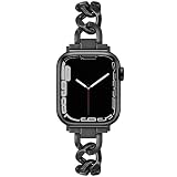 [Aniaboho]互換アップルウォッチ バンド Apple Watch バンド 金属チェーンベルト 46mm 45mm 44mm 49mm 42mm iWatch Series 11 SE 10 9 8 7 6 5 4 3 2 1 リング型 工具付き（ブラック）