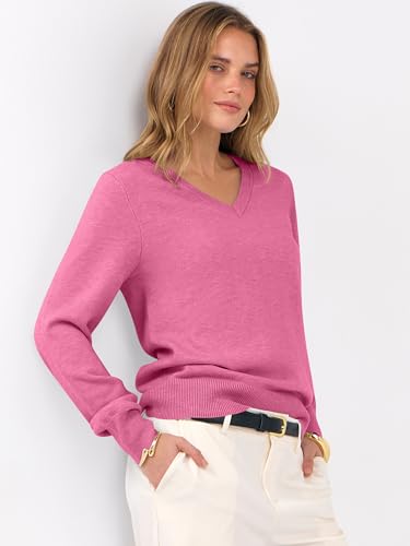 Image of ANRABESS Women's Long Sleeve V Neck Basic Sweaters | Classic Pullover Tops,Soft Loose,Business Casual Work,Travel Vacation,All Day Wear,Fall Spring Outfits,Winter Layer Clothing
