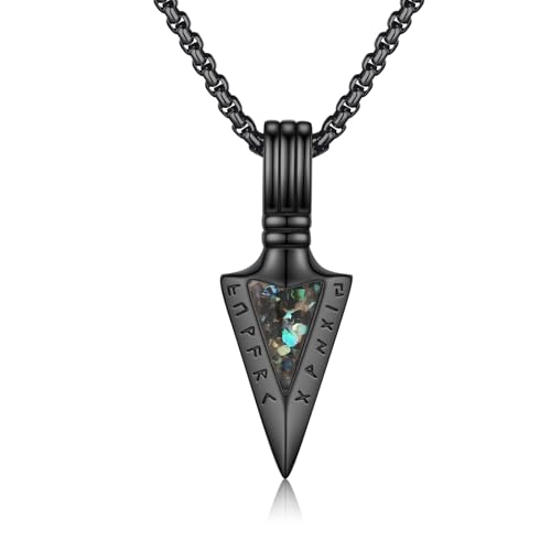 Collier pointe de flèche noire homme en argent 925 viking de luxe