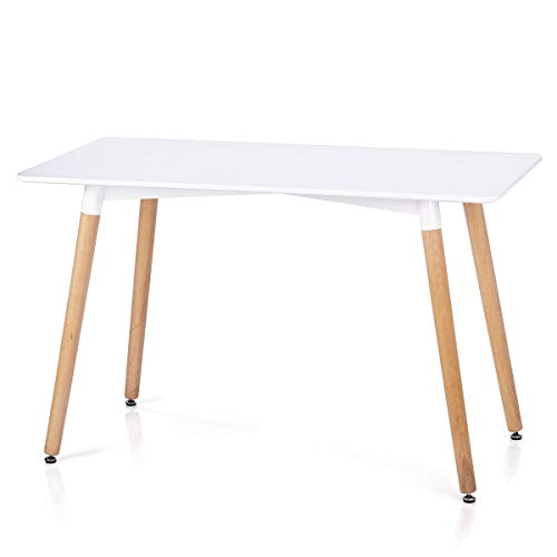Homede Esszimmertisch 120x60 cm MDF Platte Holz rechteckig weiß Elle Cover