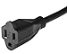 Maximm Cable 1 Foot 360° Rotating Flat Plug Extension Cord/Wire, 3 Prong Grounded Wire 16 Awg Power Cord - Black - UL Certified