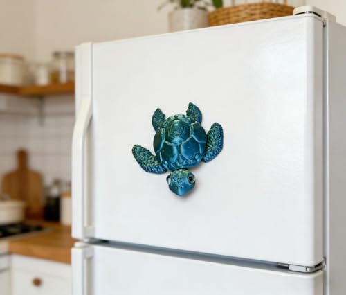Imán para refrigerador 3D con diseño de tortuga verde