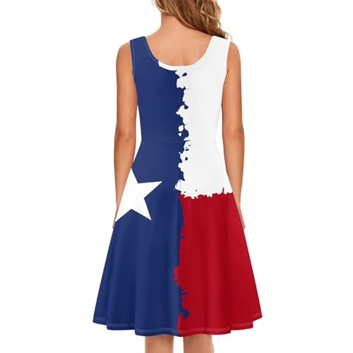 Image of Women Stylish Tank Dresses Sleeveless Round Neck Midi Casual Dress with Pocket for Summer
