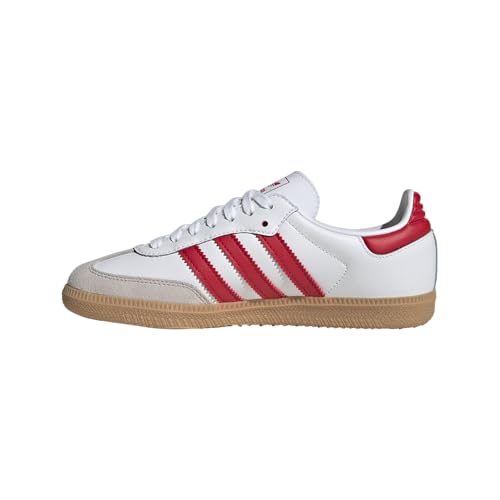 adidas FTWWHT/BETSCA/GUM3 Unisex Samba OG J FTWR whiteBetter Scarlet/Gum 3 4.5 US, Wide Little_Kid