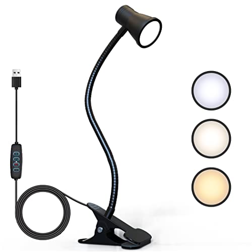 Lámparas De Escritorio, Home Improvement KOTUDAY lampara de escritorio con clip para la cama, escritorio o lampara de lectura con cuello de ganso con puerto de carga tipo USB. 3 tipos de Iluminación y...