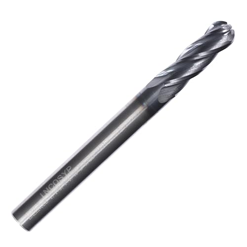 Image of Generic Carbide Ball Nose end Mill 1 /4 inch inch - 4 Flutes AlTin Coated - 1 /4 inch inch Shank - 3 /4 inch inch Length for Cut - HRC 55 - for Milling Alloy Steels, Hardened Steels, Stanless Steel.
