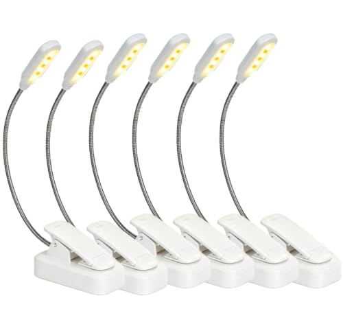 Image of 6 Pack Book Light Bulk Clip-On Reading Lights for Reading in Bed | LED Book Lights with 3 Color Temps, Stepless Dimming Brightness, Lightweight BookLights for Read Book Lovers at Night Gifts