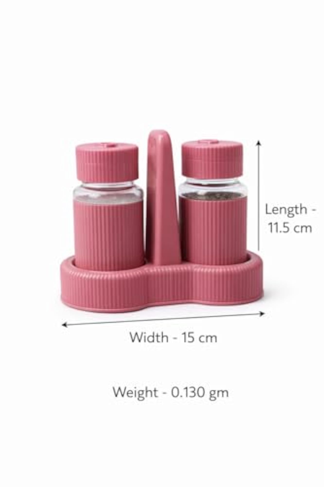 Premium Salt & Pepper Shaker Set with Stand, Durable Plastic & Glass