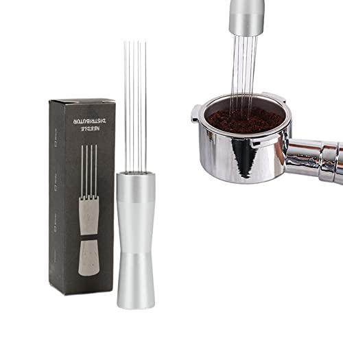 DriSubt Nadel Kaffee Tamper, Espresso Nadel, Espresso verteiler Nadel, Kaffee Nadel verteiler, Espresso Rührerkzeug, Edelstahl 3044 (Silver) Cover