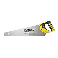STANLEY Handsäge fein JetCut – Säge für Holz, Kunststoff, Laminat – Mit Griff aus Bi-Material, verbesserter Verzahnung & 45/90° Anschlag für präzises Sägen 2-15-595 in 450 mm Länge 2-15-595
