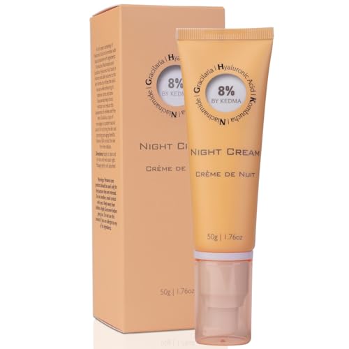 8% - Crema de Noche Rica con Ácido Hialurónico y Kombucha - Hidratante, Anti-Edad y Luminosidad - Todo tipo de piel - Sin parabenos, sulfatos ni siliconas - 50 g
