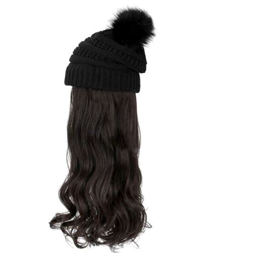 Chapeau avec perruque détachable femme cheveux bouclés longs et doux 23,6