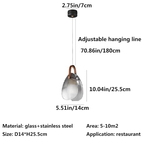Lámpara colgante de cristal con forma de concha y acero inoxidable gris humo 7