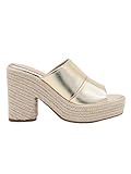 Azarey Zuecos Dorados de Esparto con Plataforma - (Talla 39)