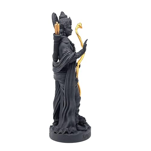 Image of MurtiHome King of Ayodhya Ram Murti, Lord Shri Rama Idol | 12.70 cm Tall Small Black Color Figure Made From UV Resin, Crafted by 3D Printer for Car Dashboard, Home, Office, Gift
