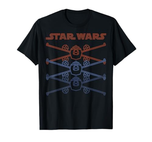 T-shirt Star Wars X-Wing en coton noir avec motif géométrique coloré