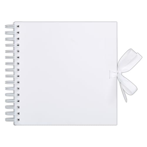 Papermania Álbum de recortes, blanco, 30,5 x 30,5 cm, 40 hojas, crea tu propio álbum de fotos, libro de boda, ideal para recuerdos del hogar, añade papel fotográfico, calcomanías para álbumes de